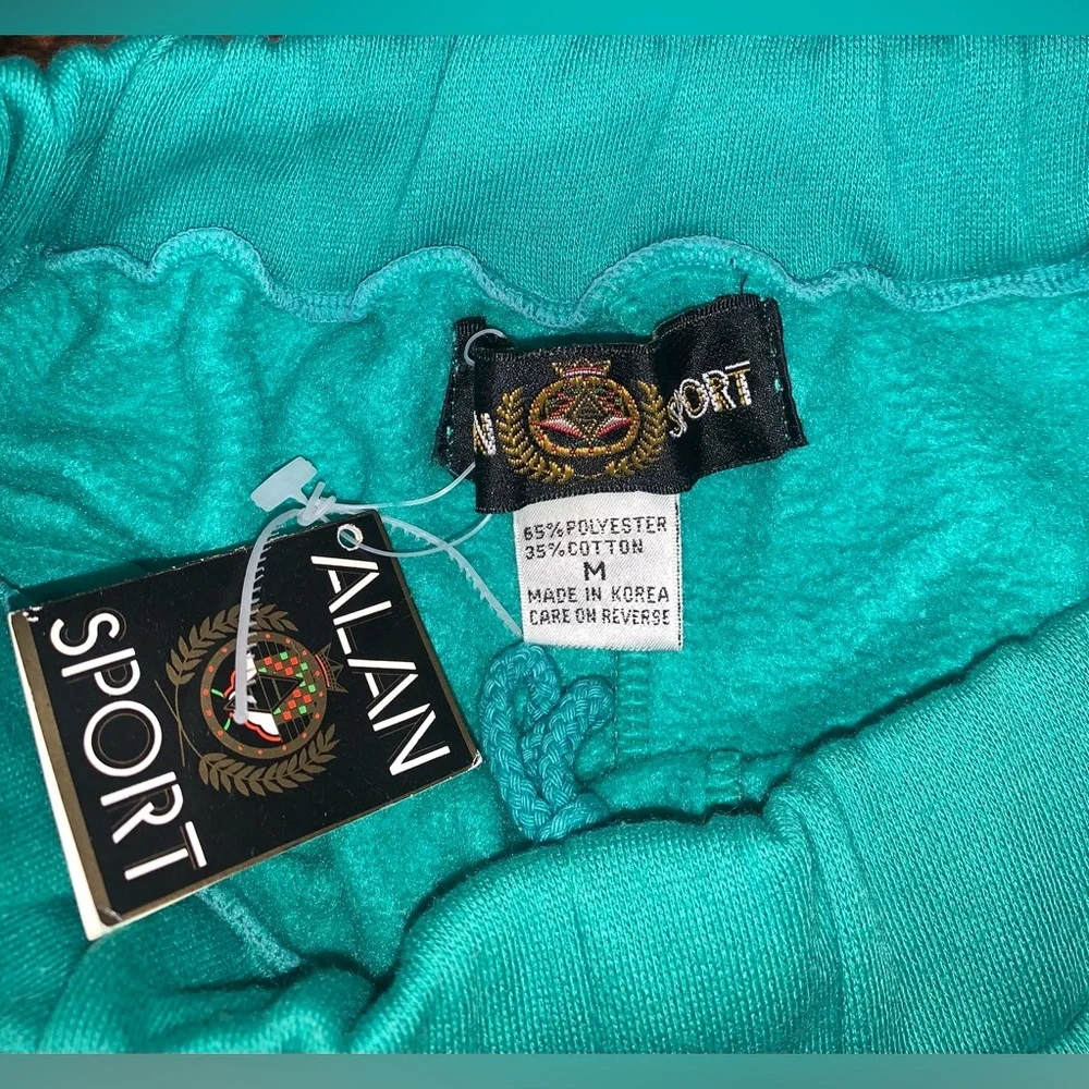 Vintage Alan Sport‎ Track Pants Made in Korea – Teal Green 80s 90s Joggers M